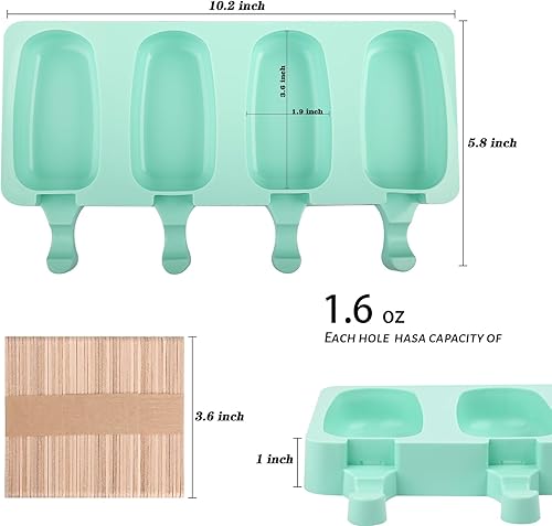 Miniatura 2 de WMKGG Juego de moldes de silicona para paletas, 2 piezas moldes para helado con 50 palitos de madera para cake pop, paletas heladas, cakesicles