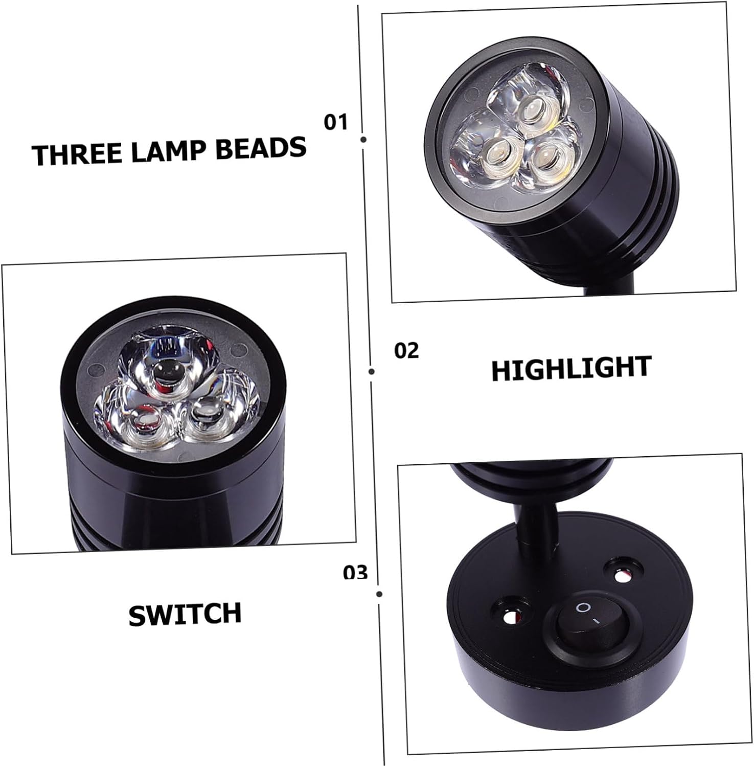 1pc Aluminum Led Ceiling Light Flexible Wall Lamp for Rv Yacht and Boat Warm White Low Energy Consumption Easy to Install