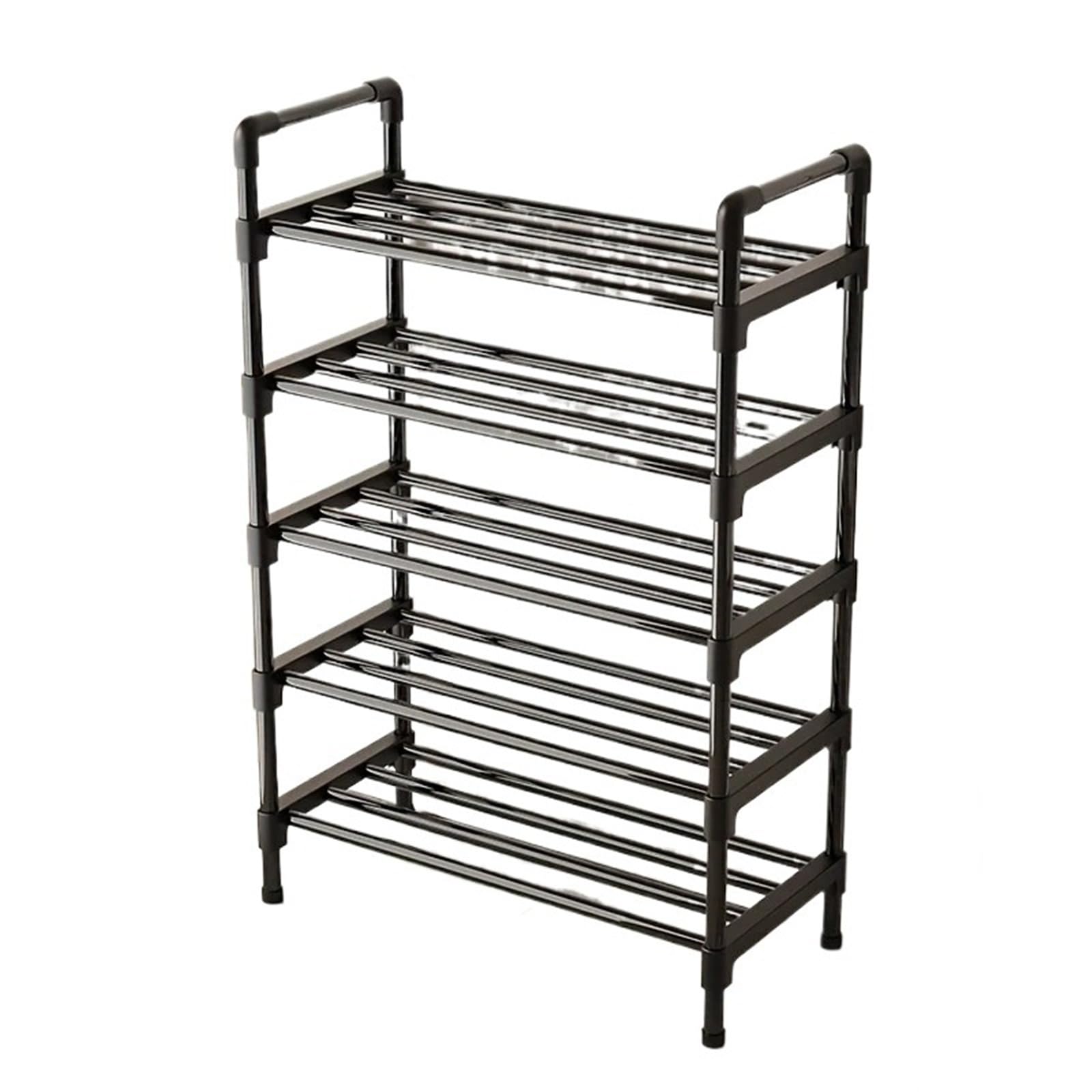 XILEUDUOD Shoe Organizer For Entryway Multi-Tier Metal Shoe Rack Stackable Organizer Freestanding Black Space Saving Storage For Closet Bedroom(5 layers)