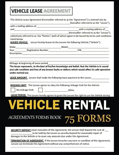 Vehicle Rental Agreements Form Book: (75 Forms) For Car, Truck