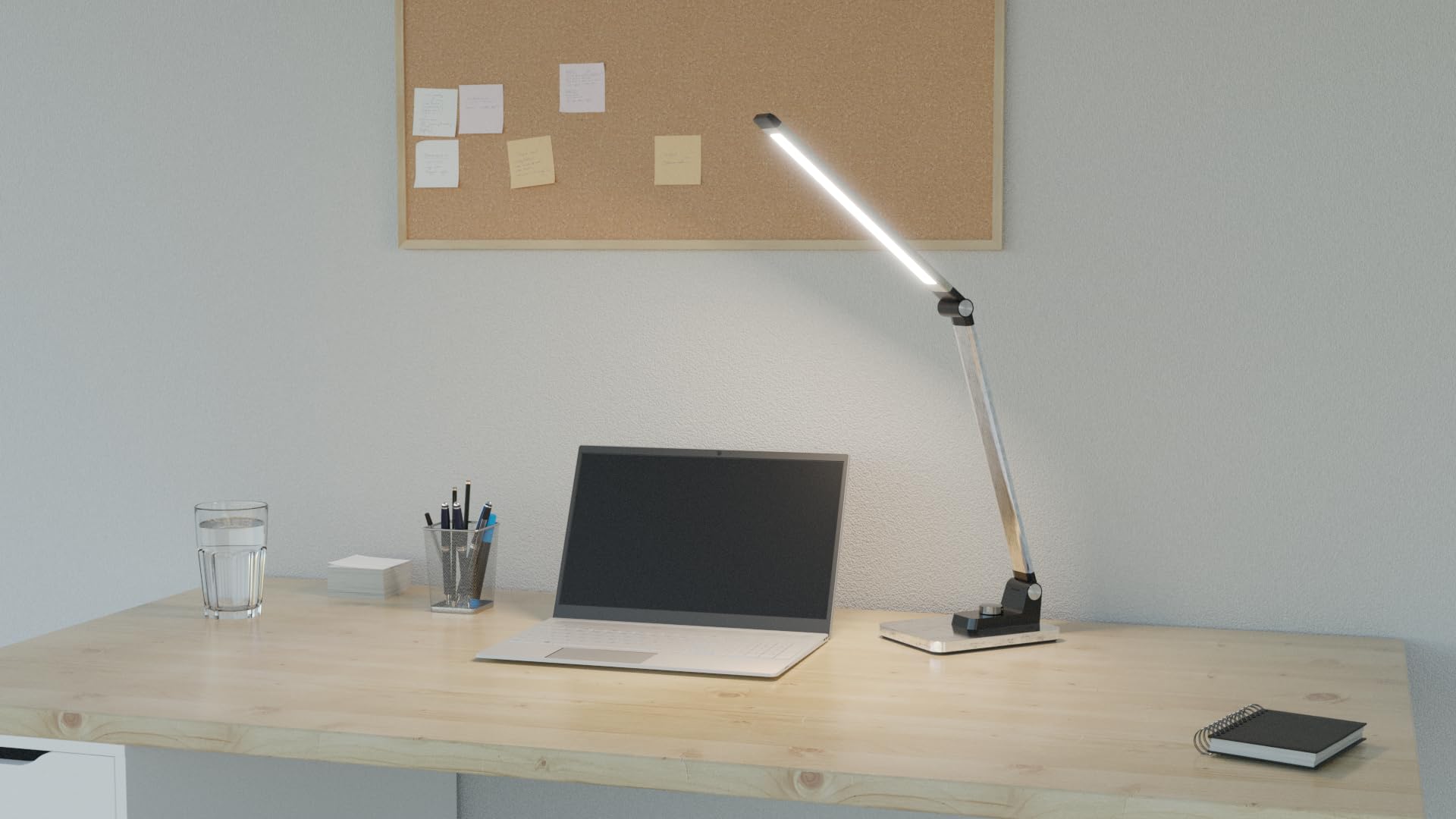 Hansa LED Tischleuchte Breeze silber gebürstet, stufenlos dimmbar, 3 Farbtemperaturen, 3000-5800 Kelvin, Memory-Funktion, Abschaltfunktion, Drehknopf