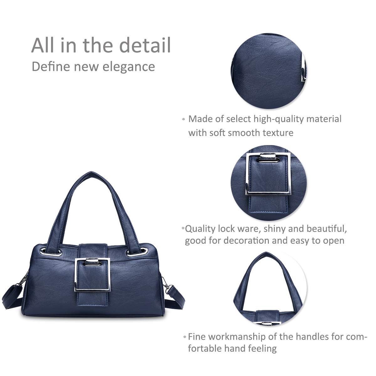 KANBUN Borse a Mano da Donna Borse a Mano da Donna Borse a Tracolla da Donna Borsa retrò da Donna in Pelle PU Grigia Quality Goods