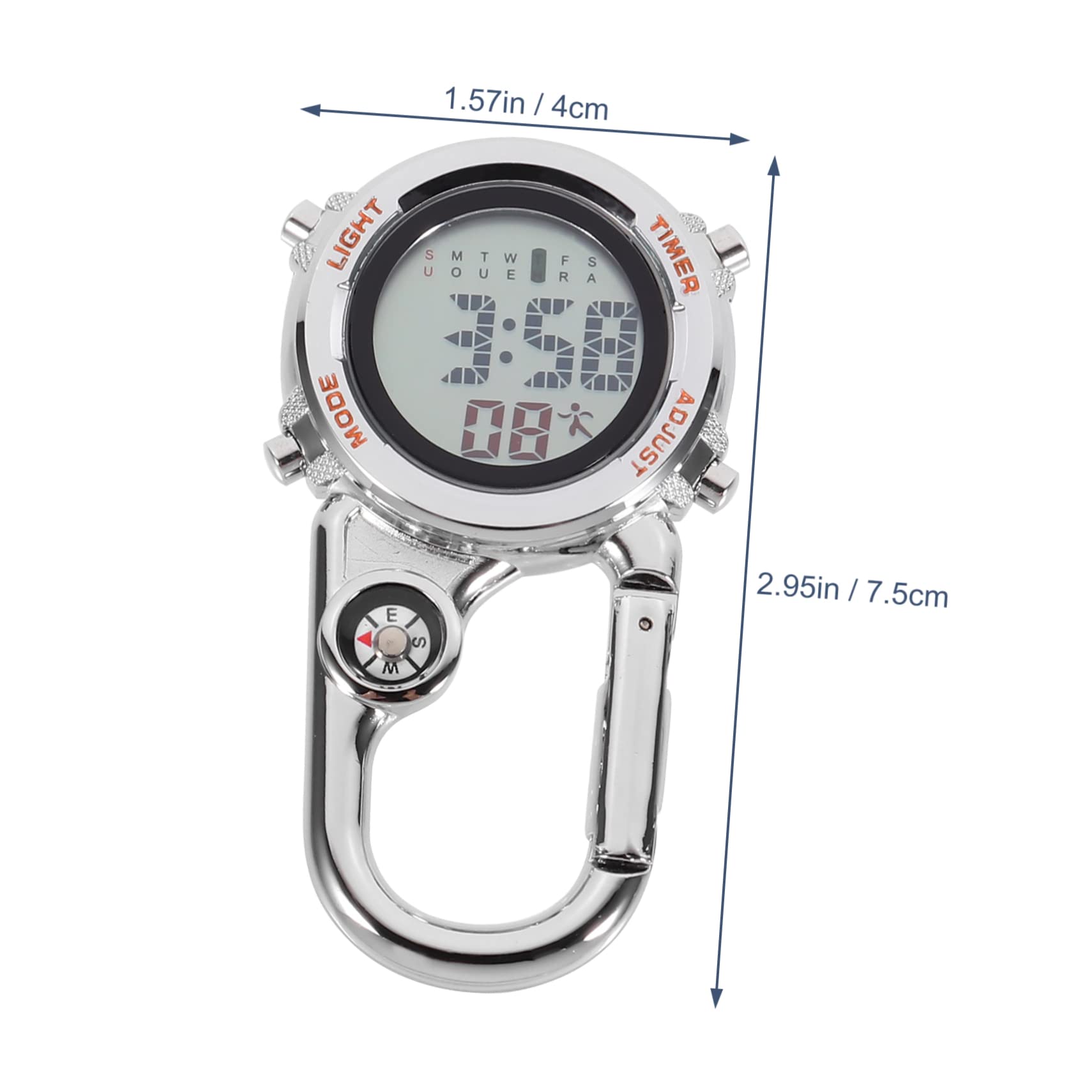 Sosoport 3stücke Multifunktions-karabineruhr Mit Kompass Analoge Taschenuhr Für Outdoor-aktivitäten Mit Präziser Datums Und Richtungsanzeige Silberne Ausführung Mit Orangefarbenen