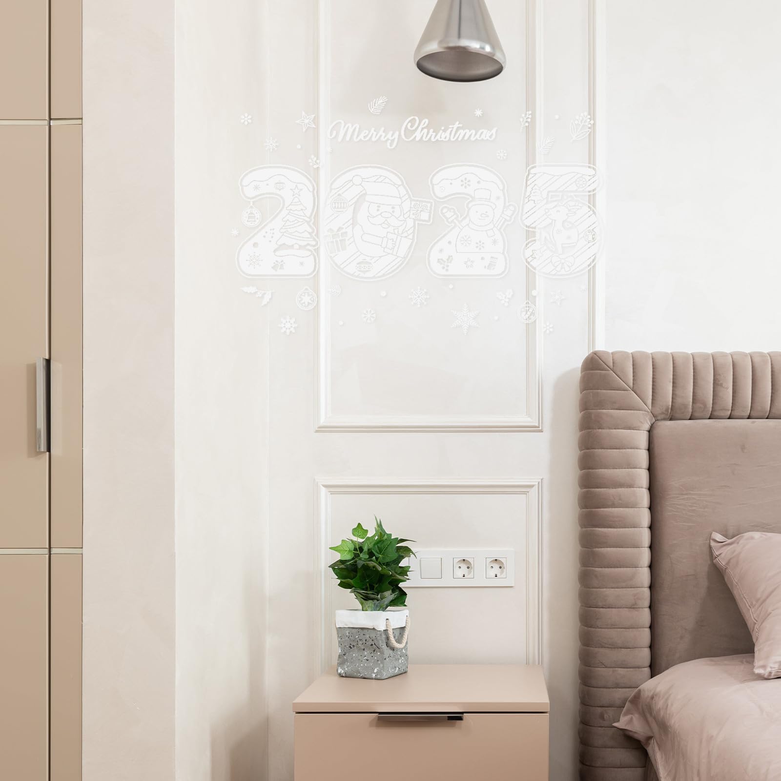 TOYANDONA 5 Set Adesivo Natalizio per Finestre in Pvc Bianco, Rimovibile