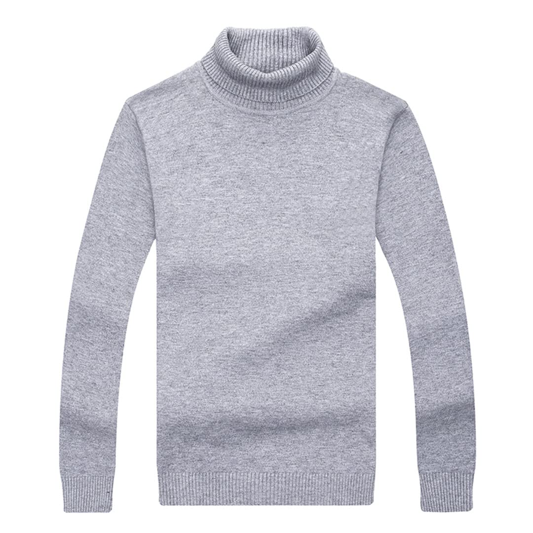 Hamthuit Suéter de cuello alto para hombre de invierno suéter de punto delgado suéteres de los hombres casuales elásticos de cuello alto suéteres