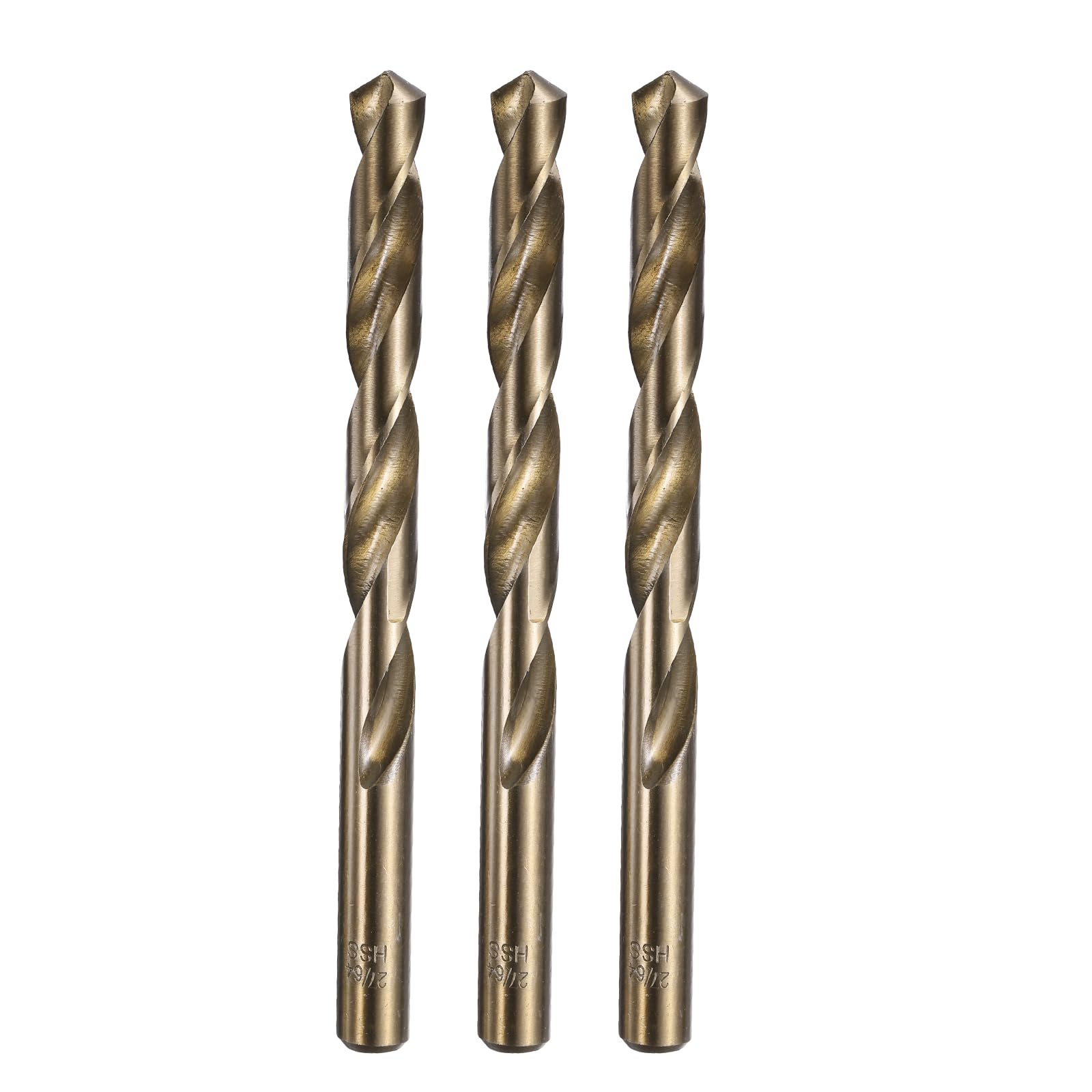 sourcing map 3pcs 27/64" M35 Cobalt Twist Drill Bits, High-Speed Steel Jobber Drill Bit for Stainless Steel, Hardened Metal, Cast Iron, Aluminum, Copper, Soft Alloy Steel, Wood, Plastic