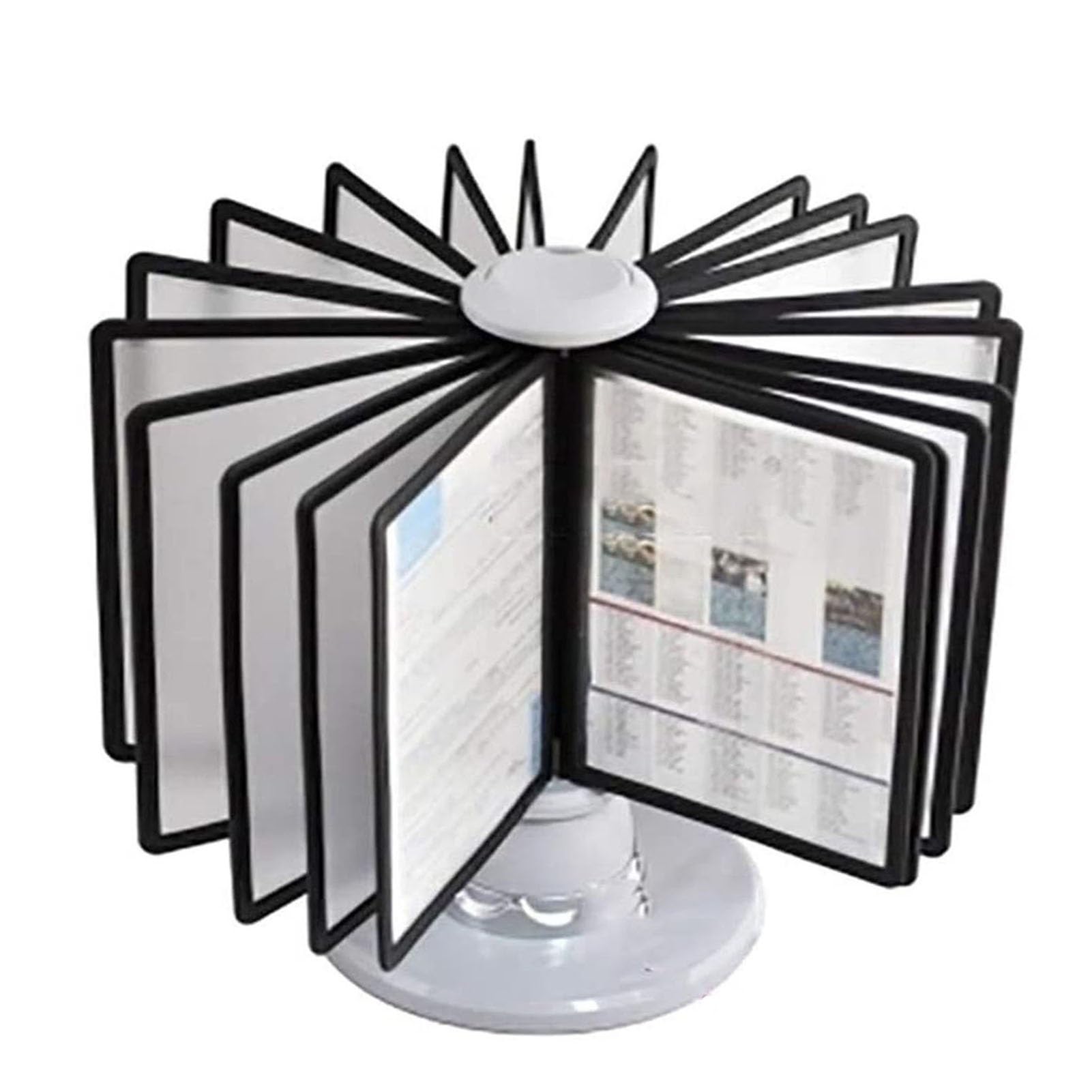 JYBNBBE Rotating Catalog Exhibit Rack, Desktop Reference Organizer, 20 Double Face Panels, 40 Sheet of Paper Capacity, Desk Top Flip Display Folder, Ideal for Office/laboratory/h,Grey-20 pages