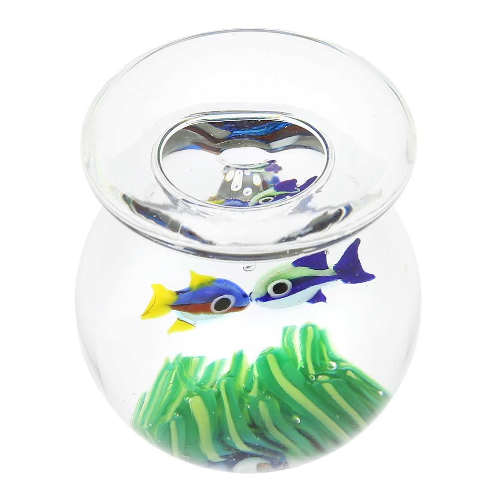 Vaso per acquario in vetro di Murano con due pesci - 1-3/4 pollici