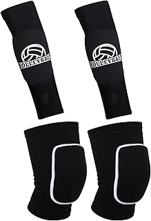 2 Pieces Volleyball Accessories Including Volleyball Knee Pads and Volleyball Arm Sleeves with Protection Pads and Thumb Hole for Women Girls Teens Volleyball Training
