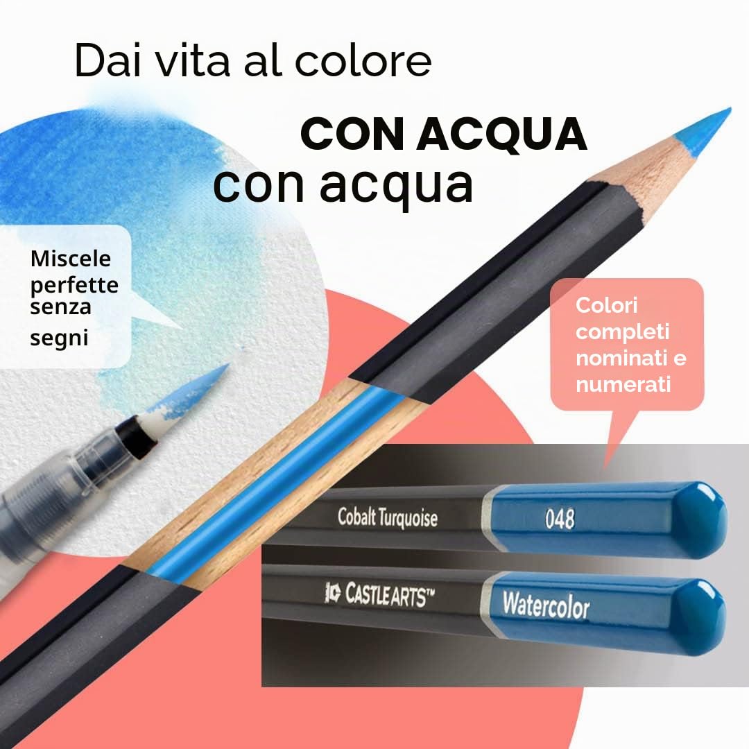 Castle Art Supplies Set di Matite Acquerellabili a Tema Botanico | 24 Vibranti Colori Selezionati | Disegna e Dipingi | Ideale per Artisti Adulti, Anche Idea Regalo | In Speciale Cofanetto di Latta
