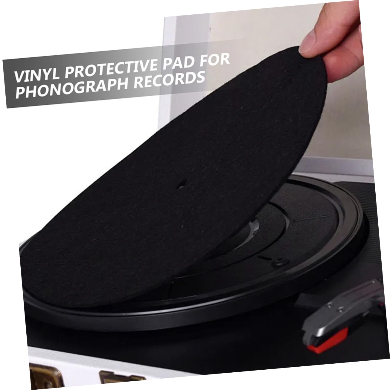 Holibanna 2Pcs Vinyl Slipmat Felt Mat for Turntable Record Players Static Sound Pad Reduces Noise Prevents Disc Sliding Compatible with Phonographs