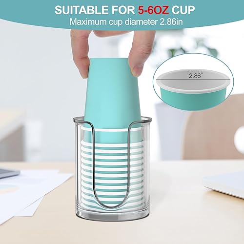 Miniatura 6 de Dispensador de tazas de baño, encimera de 5 onzas, paquete de 2 portavasos para enjuague bucal para baño, soporte pequeño desechable de