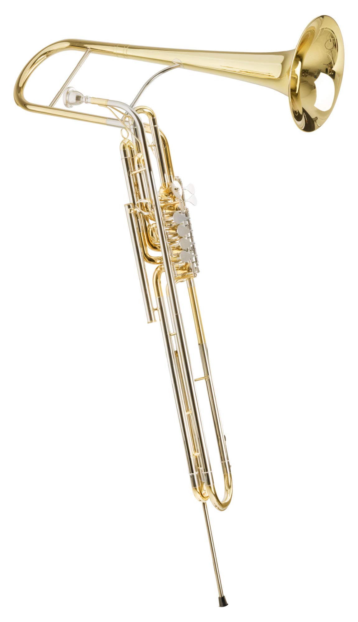 FC-18/5L Cimbasso - Lackiertes Cimbasso in F - 4+1 Drehventile und Trigger am zweiten Zug - Aus Messing - Schallstück-Ø: 286 mm - Bohrung: 18,40 mm - Inklusive Leichtkoffer