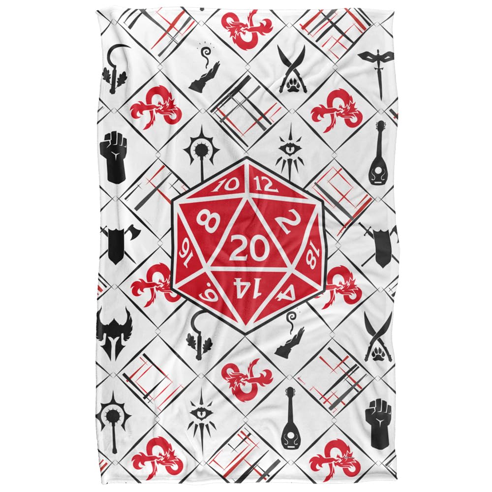 Dungeons & Dragons D20 Pattern Super Soft Silky Feel Blanket - 36" x 58"