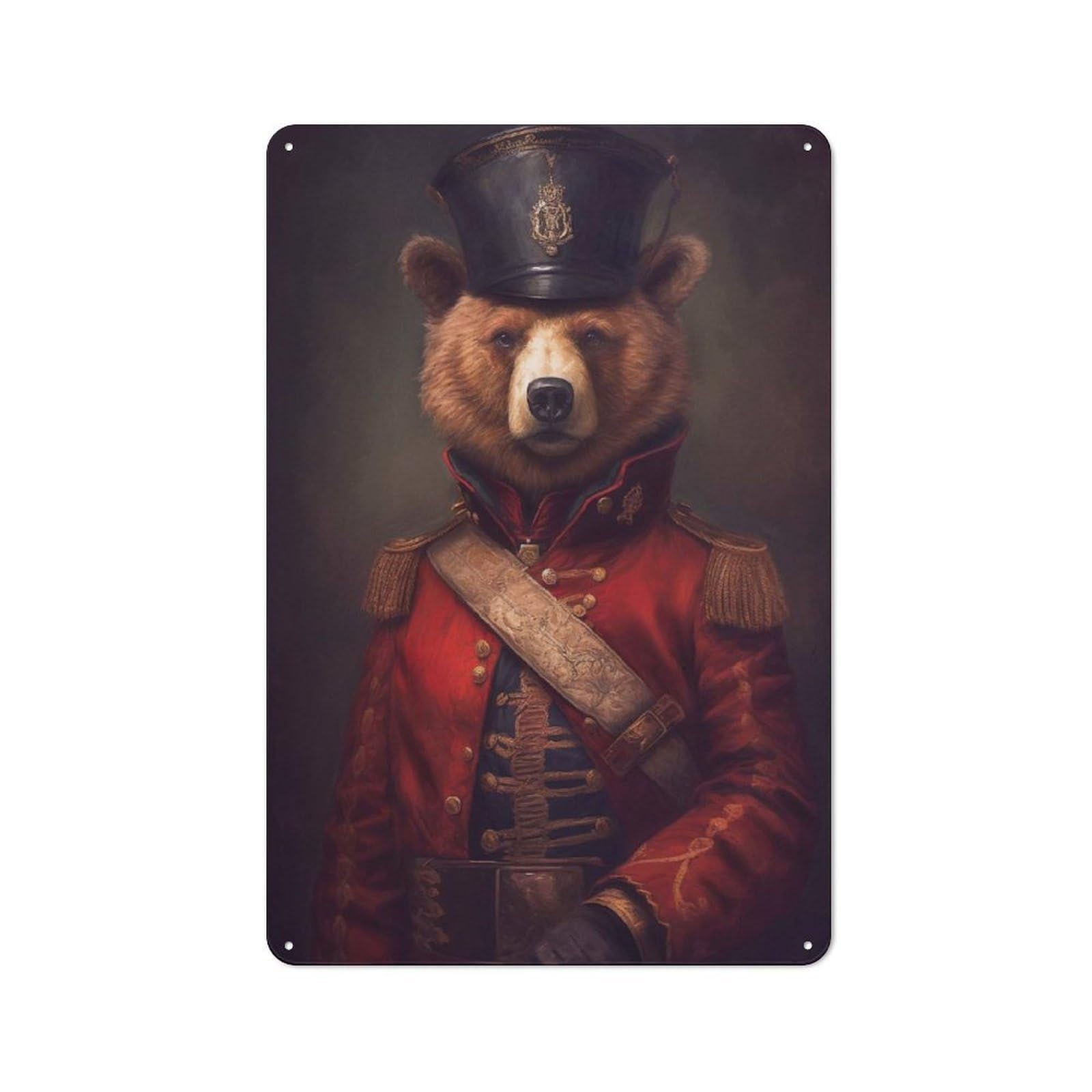 Junmoney Bear Metal Wall Sign 30X20cm, Rustic Decor For Home Bar Wall, Gift Idea At Christmas For Hosts Who Enjoy Retro Interiors