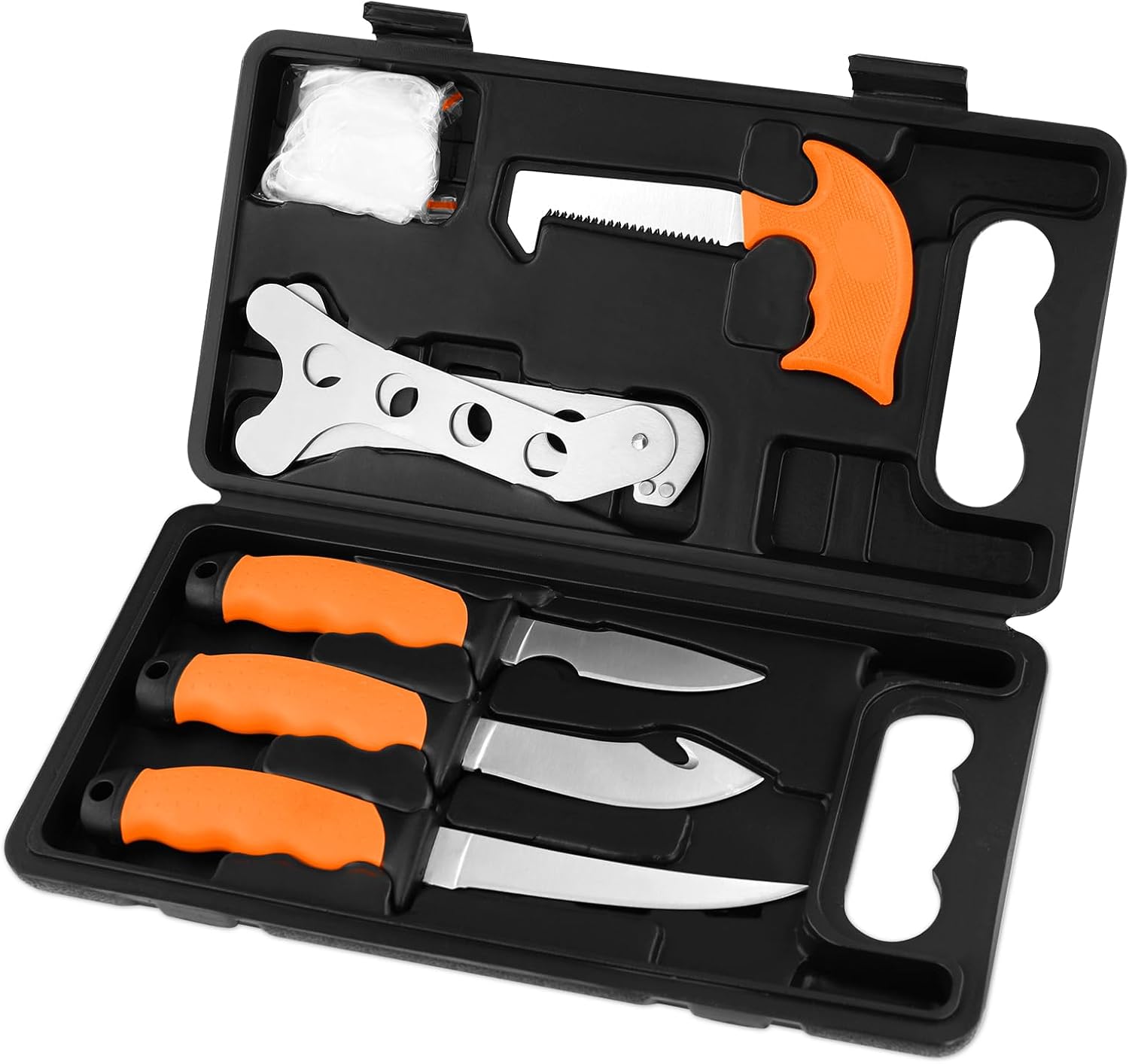 Game Processor 7-Piece Hunting Knife Set | Caping & Boning Knives, Gut Hook Skinning Knife, Bone Saw, Ribcage Spreader in Hard Case | Butcher Knife Set for Deer & Elk,Hunting Field Dressing Kit