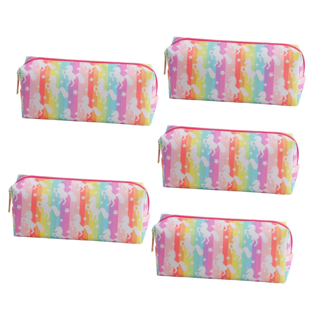 NUOBESTY 5pezzi Astuccio Per Design Unicorno Borsa Per Cancelleria Decorativa Capacità Con Cerniera Pratica e Leggera Organizer Per Matite e Accessori Scolastici