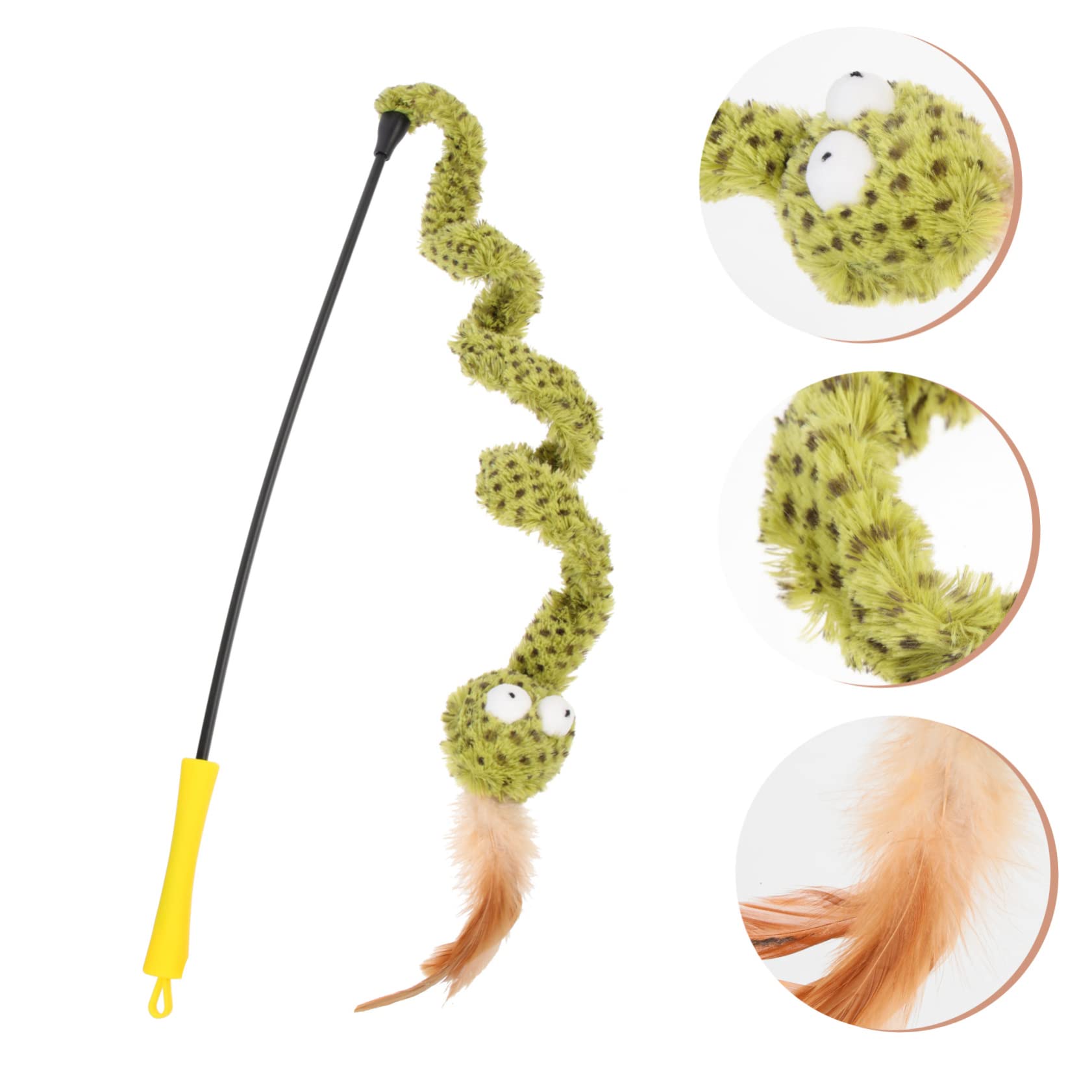 FRCOLOR 3stücke Interaktiver Katzenspielzeug-stab Mit Feder Snake Teasing Stick Für Indoor-Katzen Fördert Gesundheit Und Bewegung Leicht Und Tragbar Für Beschäftigung Von Haustieren