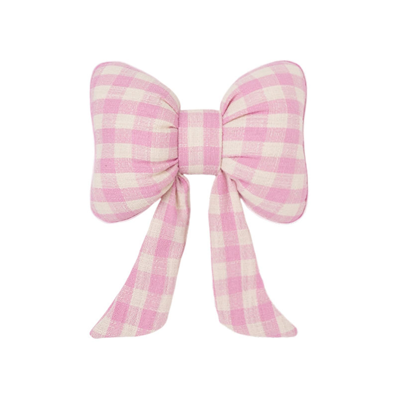 Jazuaiao Multipurpose Checkered Bowknot Design Car Neck Pillow Headrest Lumbar Cushion Vehicle Seat Sofa Pad Lumbar Pillow Car Cushion