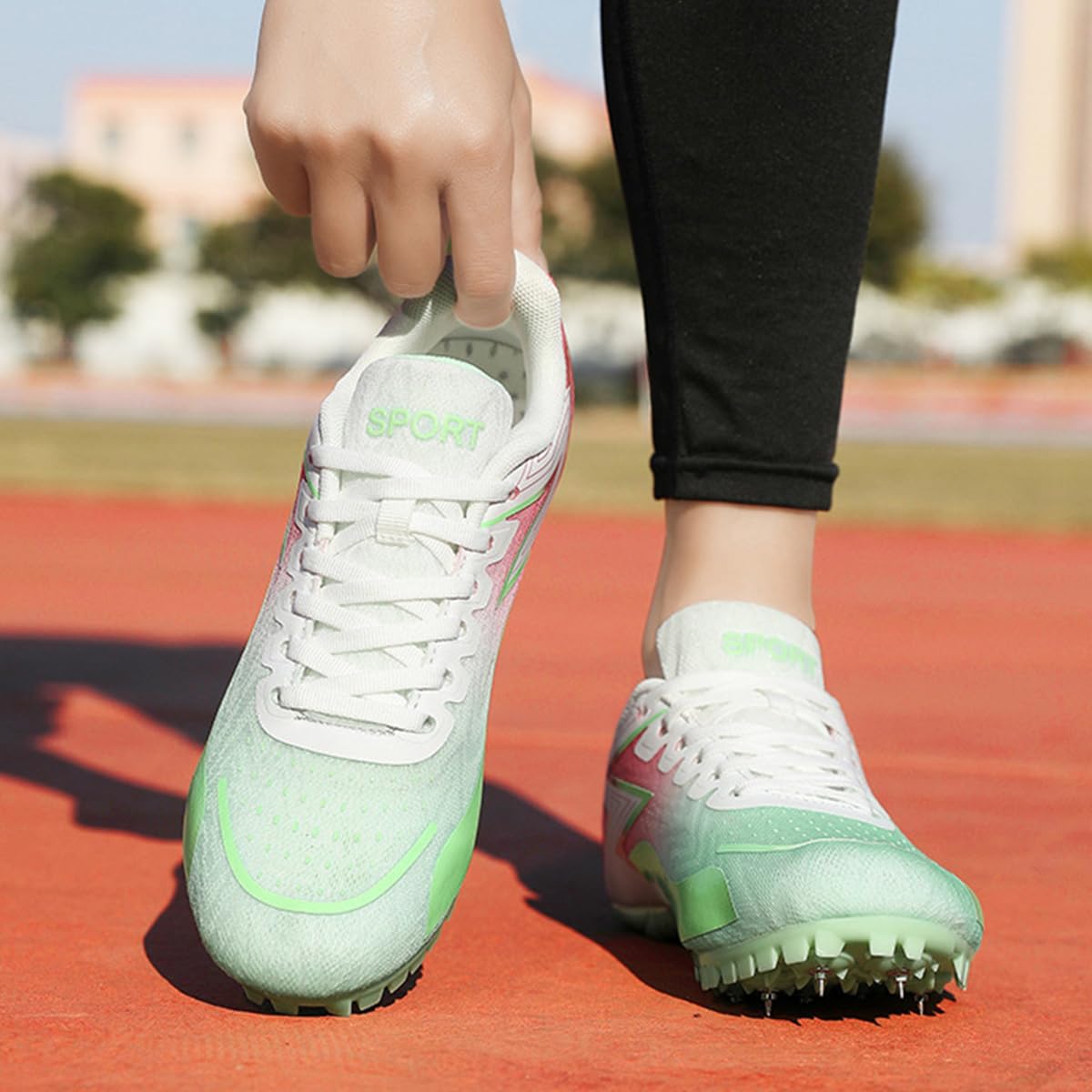 Zapatillas de Atletismo con Clavos para Hombre Zapatillas Saltar Y Correr Ligeras con Clavos para Carreras Y Sprint Carreras