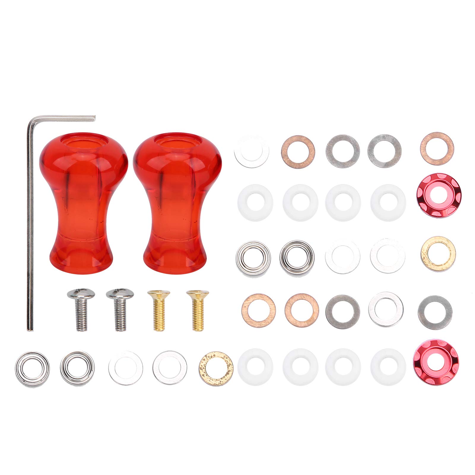 Bouton de poignée de Moulinet de pêche, Paquet de 2 Boutons de Remplacement en Plastique Rouge avec Outils pour moulinets à Profil Bas et rotatifs, Accessoires de Mise à ni