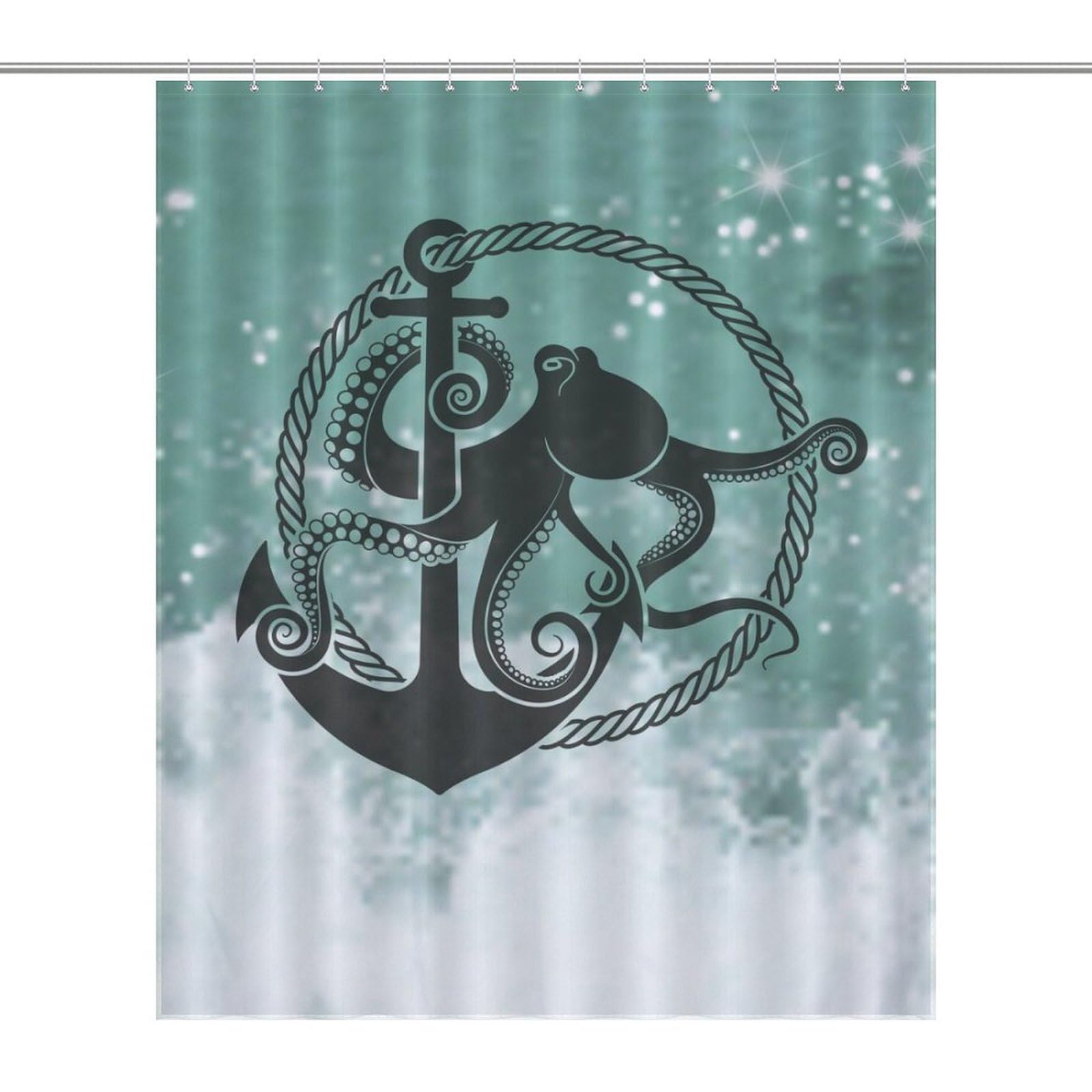 Rideau de douche en polyester imperméable Anchor Sea 152x183cm pour baignoire et douche