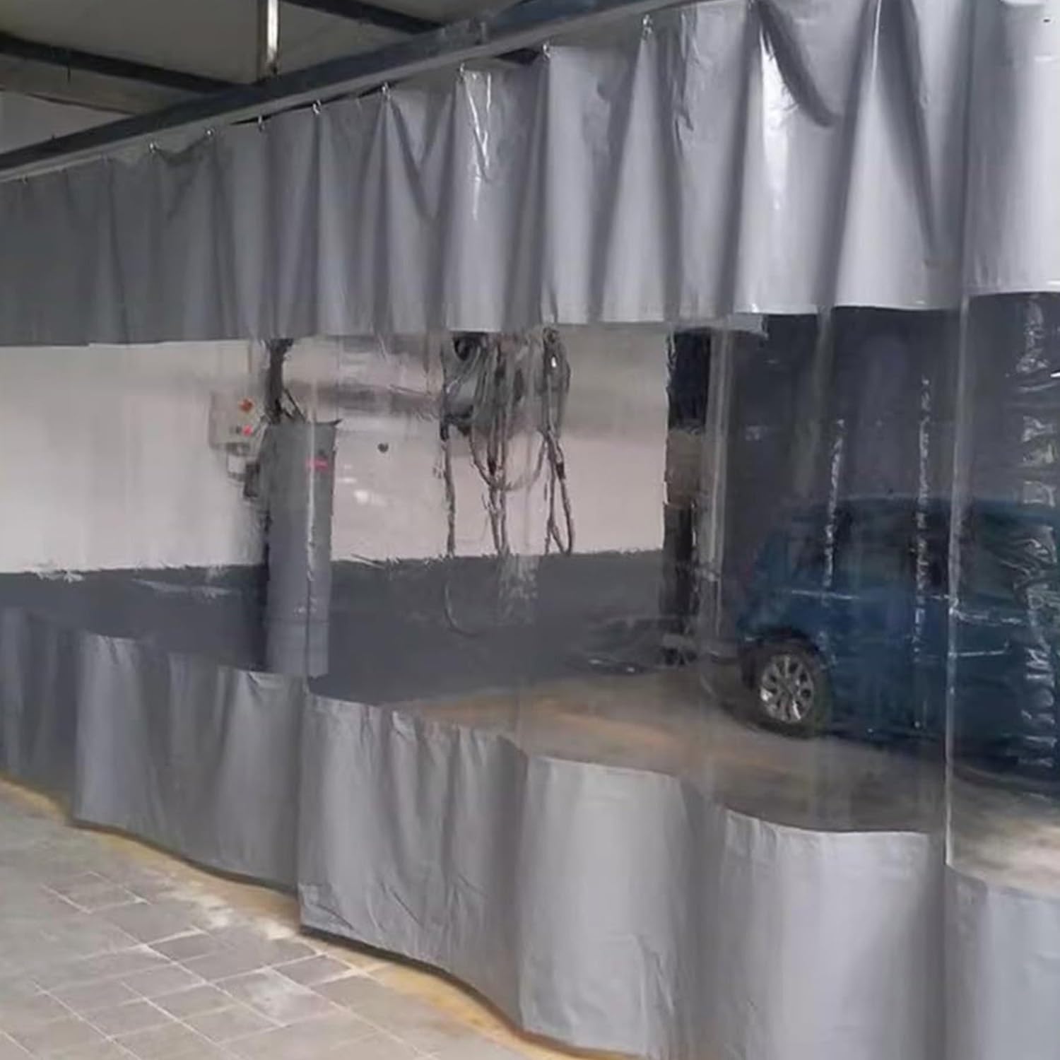 Lona de vinilo de PVC transparente para garaje y cortinas de exterior (2,4 x 2 m)