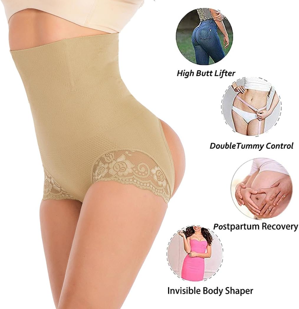 FLORATA レディース Tバック シェイプウェア 腹部コントロール ヒップアップ ショーツ ハイウエスト ボディシェイパー ブリ
