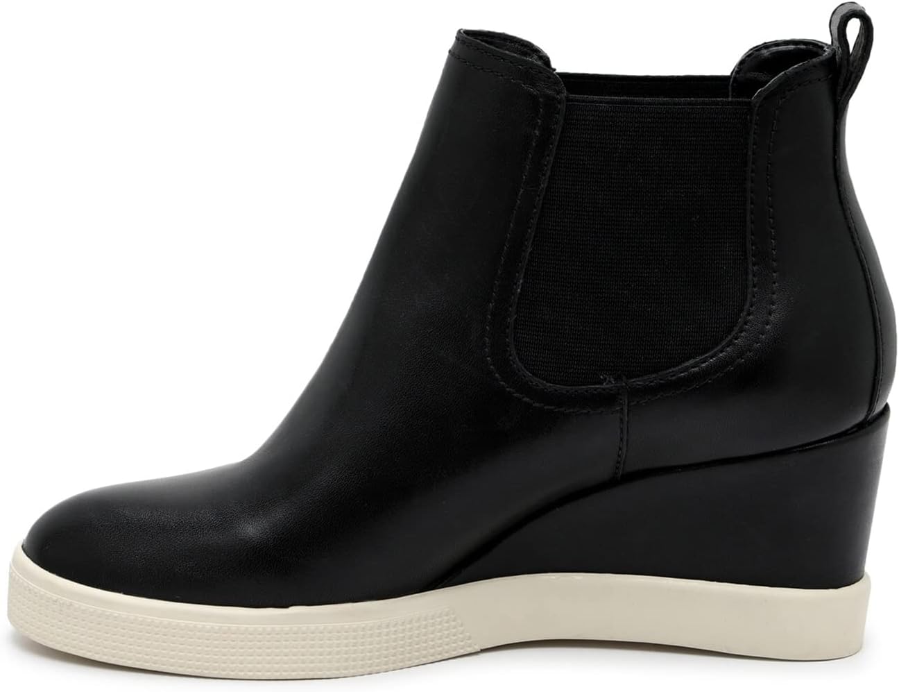 FOWT Women Wedge Sneaker Chelsea Boots Wide Width Ankle Boot Waterproof High Chunky Heels Short Booties Slip-On Light Rain Shoes Winter Fall Office Party Daily Non-slip Shoes Size 4-16 US