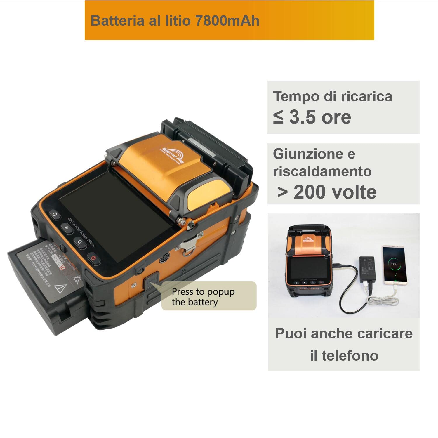 Giuntatrice Fibra Ottica Fusion Splicer AI-9 Veloce 5 Secondi, Giunzione 15 Secondi, Saldatrice per Fibra Ottica con Video Tutorial per Progetti di Giunzione FTTH e Cavi
