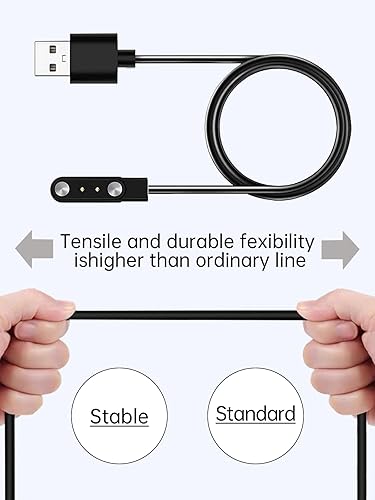 Miniatura 4 de Paquete de 2 cables de carga para relojes inteligentes IOWODO W60 para hombres y mujeres, cable de carga USB magnético compatible con cargador