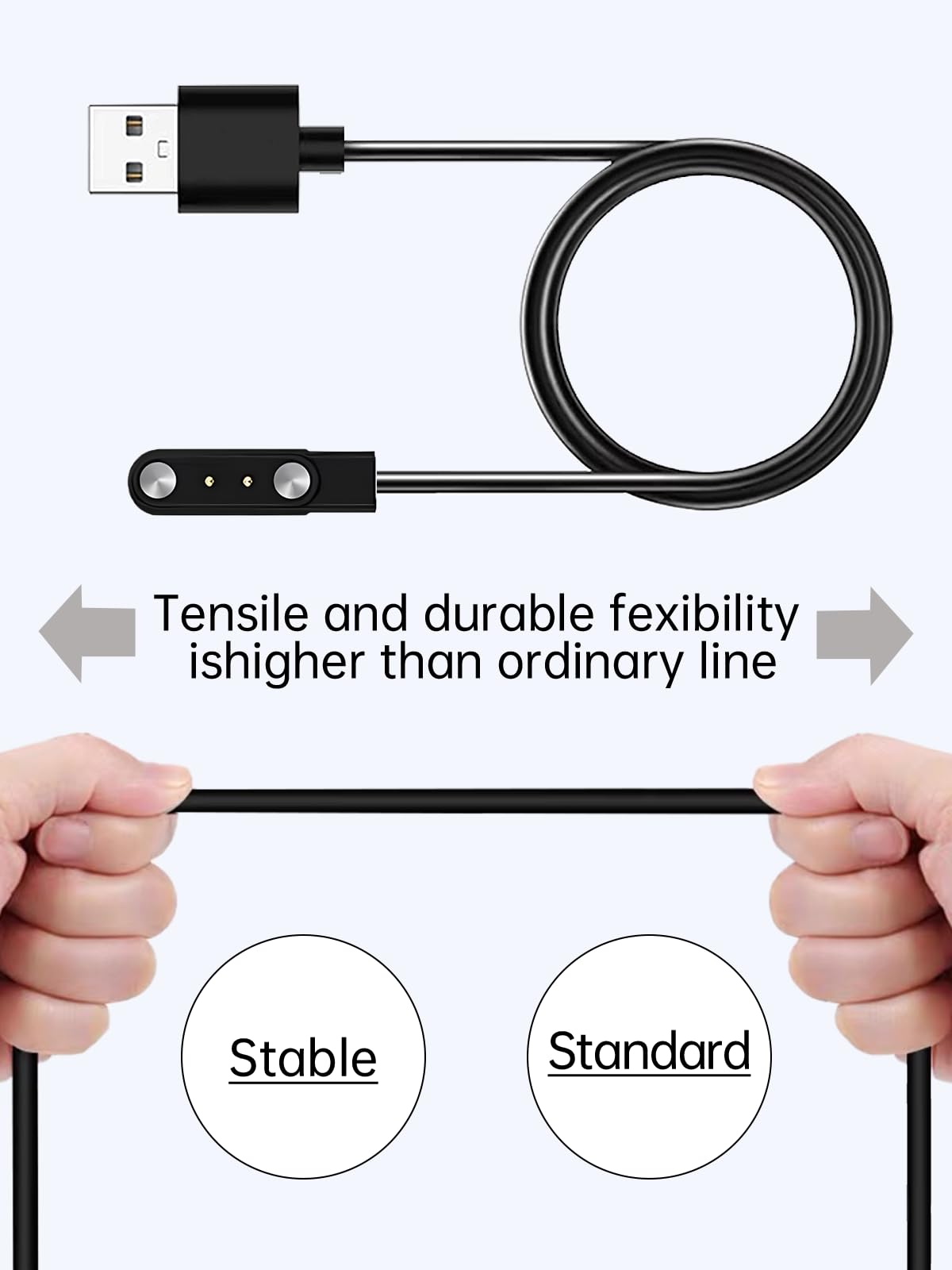 Ladekabel für Nyonio H97 Smartwatch für Kinder mit Fitness-Tracker, magnetisches USB-Ladekabel, Ersatz-Ladegerät, kompatibel, 2 Stück
