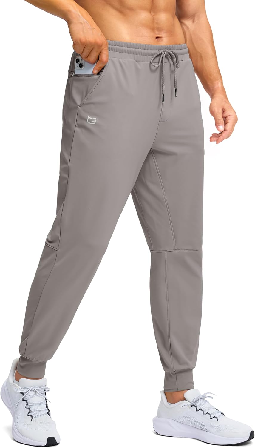 G Gradual Men's Fleece Lined Athletic Pants with Zipper Pocket Winter Warm Joggers Water Resistant Running Sweatpants for Men