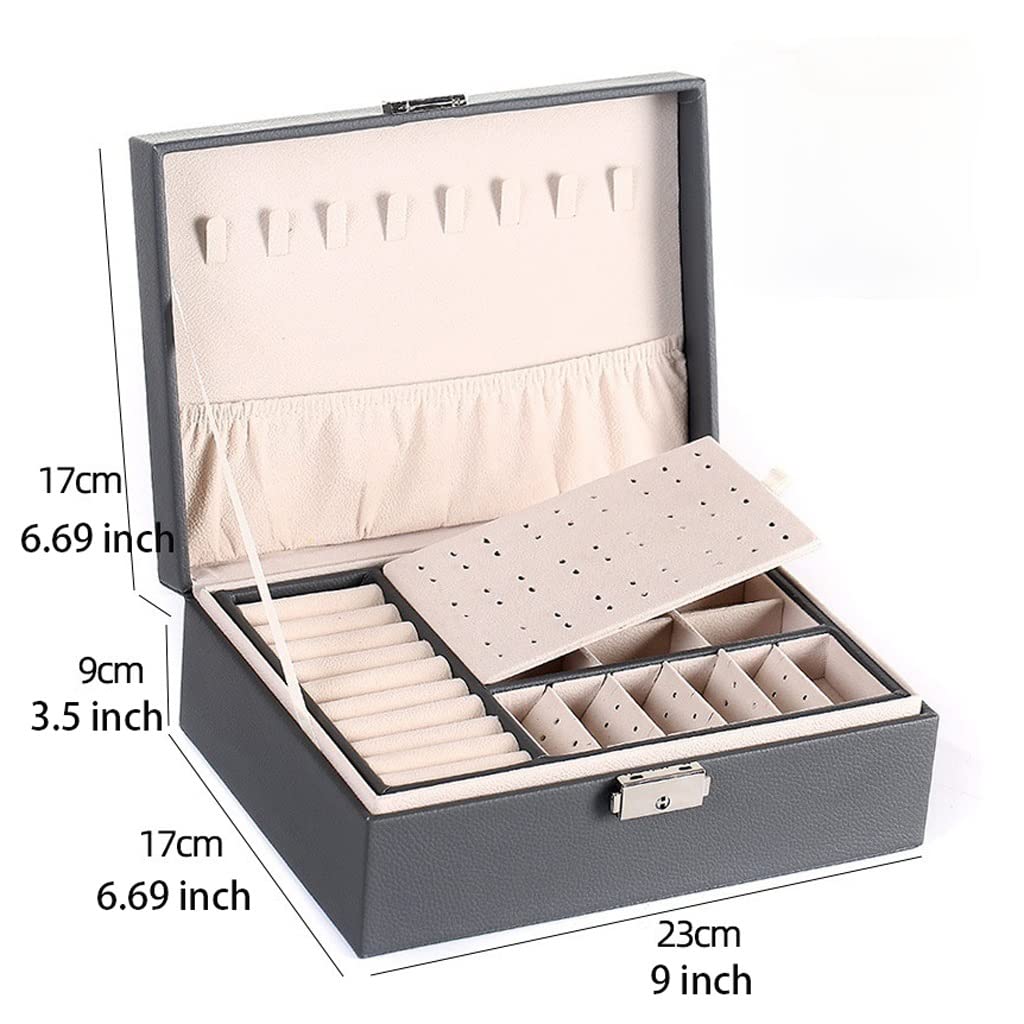Schmuck-Organizer, Schmuckschatulle, kleine Schmuckschatulle, Schmuckaufbewahrung, Reise-Schmucketui, doppellagiger Leder-Reise-Schmuck-Organizer für Frauen und Mädchen, Geschenk, Schmucketui,