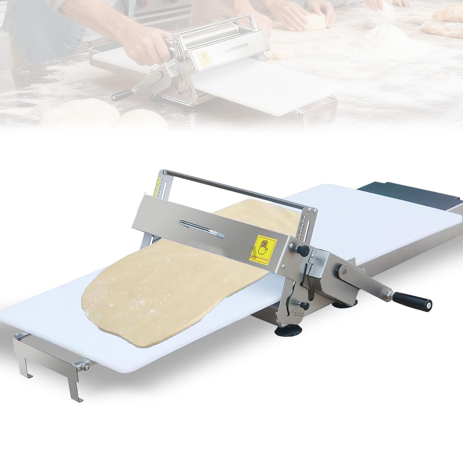 Laminoir à pâte Manuel Pliable, Rouleau à pâtisserie en Acier Inoxydable avec épaisseur réglable de 0 à 25 mm, Usage Commercial et Domestique, pour Pizzas, Croissants et pâtisseries TypeB