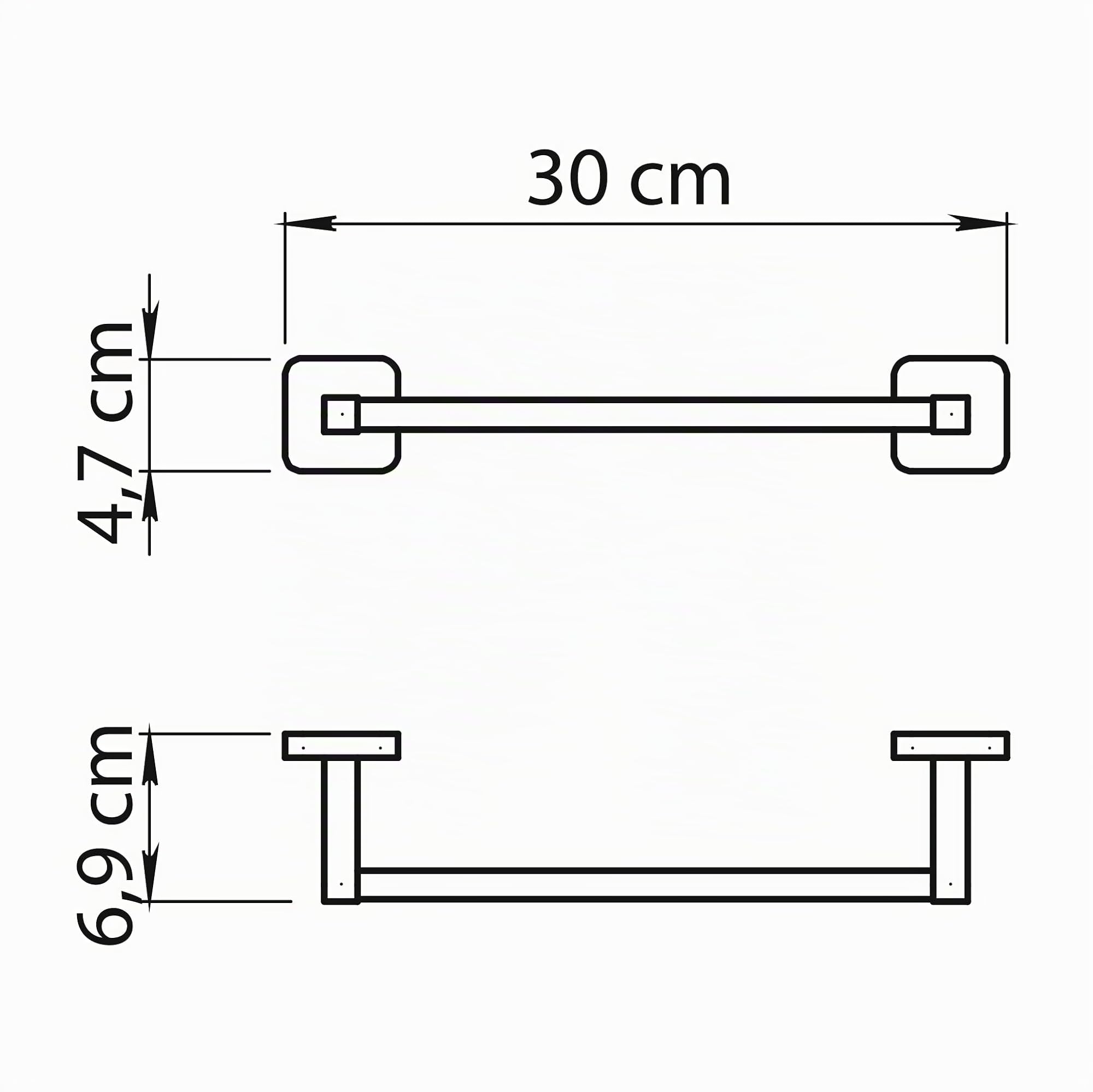 Gedy Tonga Porta Asciugamani Bagno da Parete Lunghezza 30cm, Porta Asciugamani Muro Fissaggio Tramite Viti o Adesivo, Finitura Cromato, Porta Salviette Bagno da Muro in Acciaio Inox e Cromall