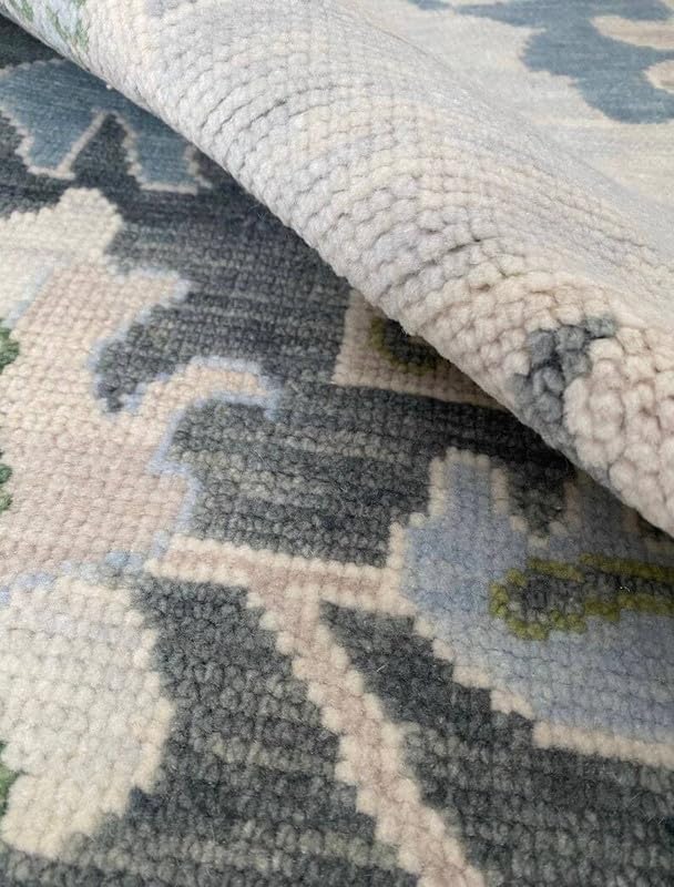 Image of Area Rug Hand Knotted Oushak Rug for Living Room, Dining Room, Office, Bedroom, Hand Knotted Wool Rug, 5x8 feet Cream-Grey