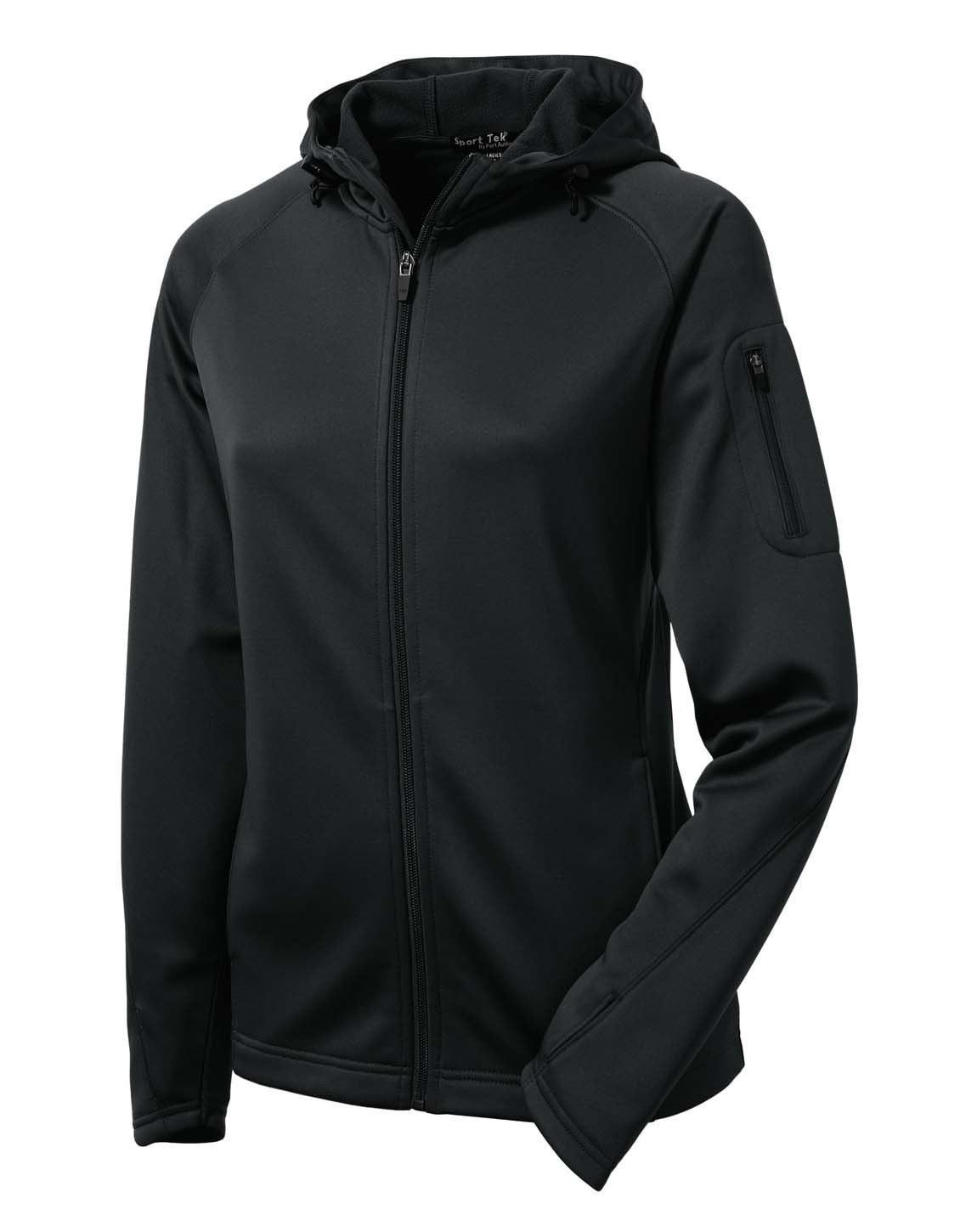 Sport-Tek L248 Ladies Tech Fleece Full-Zip Hooded Jacket - Black - 3XL
