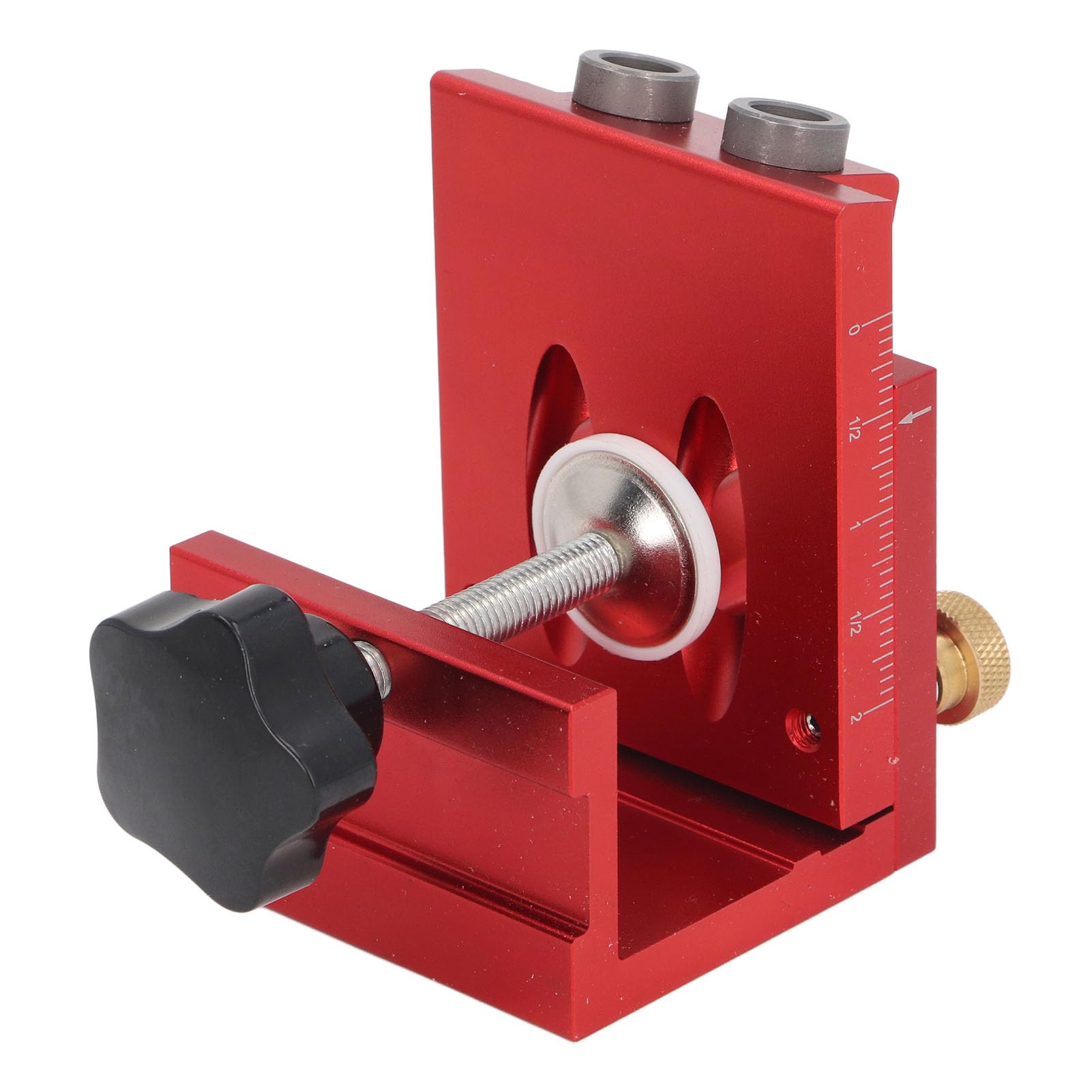 Aluminum Alloy Pocket Hole Jig Kit with 2 Step Drills, Adjust Nut to Plate Thickness 15° Inclined Hole Locator, Drilling Locator Tool Kit for 12‑45mm Board, Wide Application