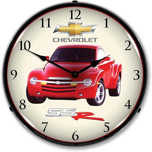 Chevrolet SSR LED Wall Clock, Retro/Vintage, Lighted, 14 inch
