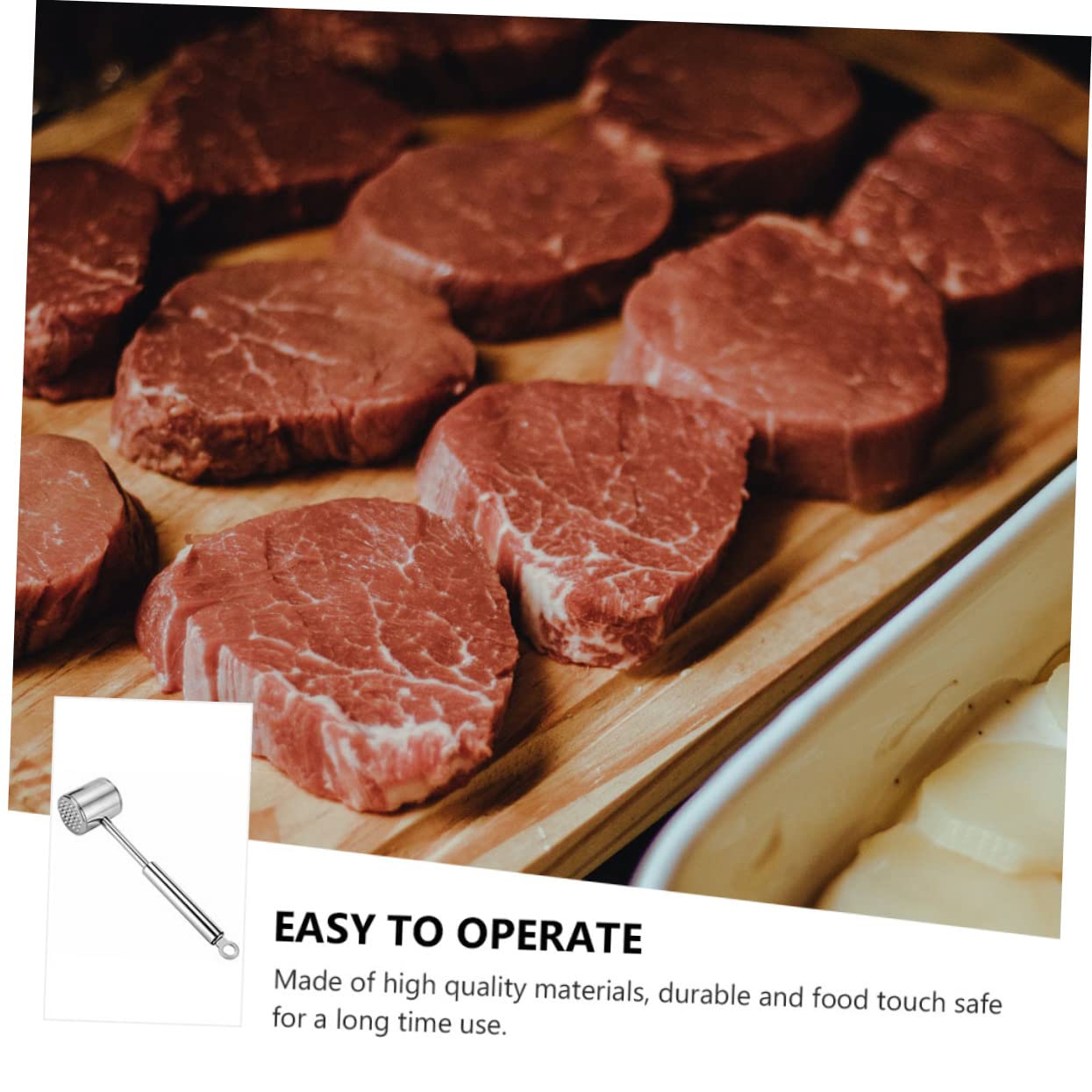 COLLBATH Stainless Steel Meat Pounder Hammer Heavy Duty Cooking Tool for Tenderizing Beef Pork and Chicken Portable and Lightweight Design for Easy Use Picnics