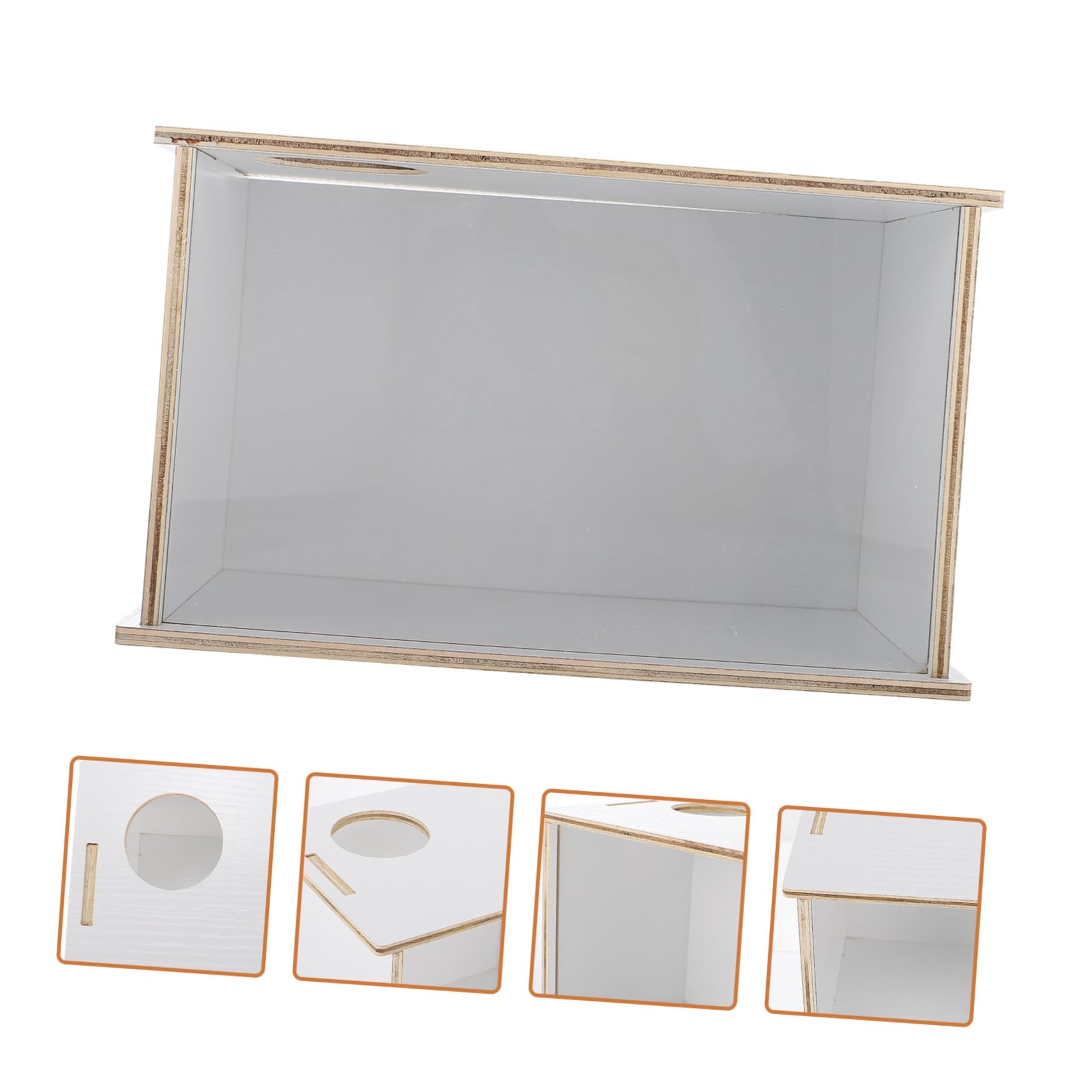Transparentes Sandbad Für Hamster Und Kleintiere Quadratische Acrylbadewanne Mit Holzdeckel 25,2x15,2x14,5cm Zur Einfachen Reinigung Und Beobachtung