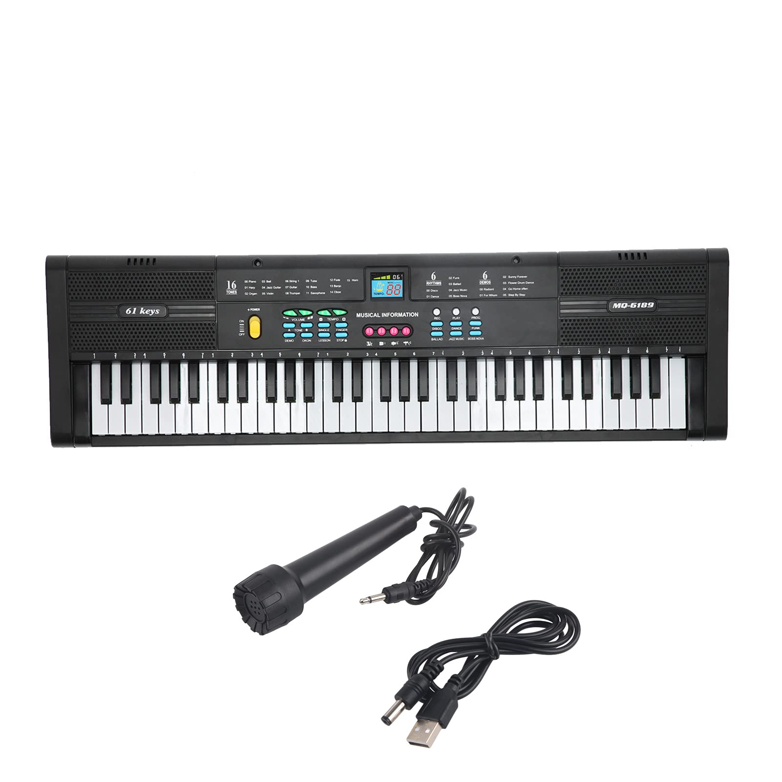 RiToEasysports Wielofunkcyjny Elektryczny Instrument Klawiszowy 61 Klawiszy z Mikrofonem Kablowym USB dla Początkujących i Dzieci