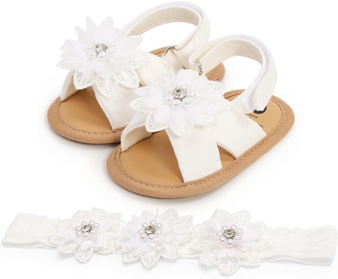 Ohwawadi Infant Baby Girl Shoes Baby Mary Jane Flats Princess Wedding Dress Shoes Crib Shoe for Newborns, Infants, Babies, and Toddlers