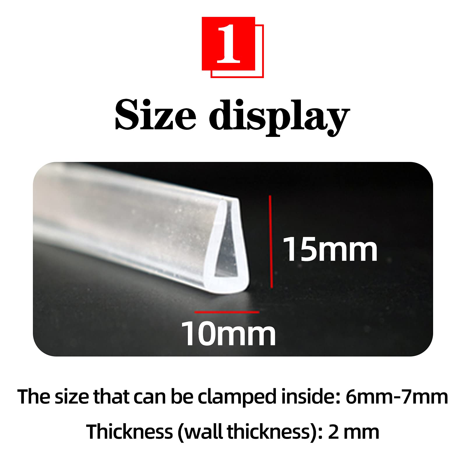Striscia protettiva trasparente per bordi, canale a U in plastica, guarnizione in gomma può essere utilizzata su bordi metallici, lunghezza trasparente: 5 metri, (10 mm x 15 mm)