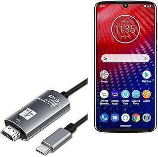 BoxWave Cable Compatible with Motorola Moto Z4 - SmartDisplay Cable - USB Type-C to HDMI (6 ft), USB C/HDMI Cable for Motorola Moto Z4 - Jet Black