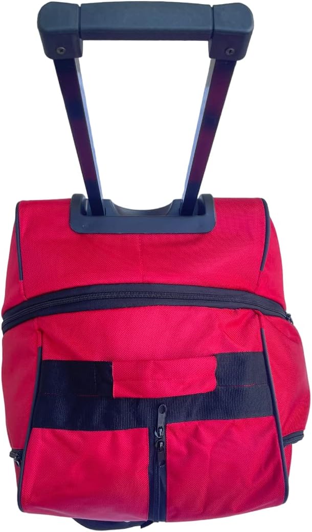 X Factor Rolling Duffel Bag Red Large 28 Inch with Multi-Pockets, Travel Duffle Bag with Rolling Wheels Drop Bottom Heavy-Duty Luggage, Upright Lightweight Travel Gear Collapsible Telescoping Handle