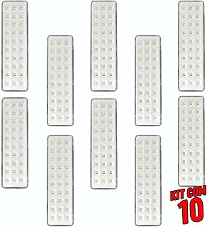 Kit 10 Luzes De Emergência Autônoma 30 Leds - Lítio Slim - Segurimax