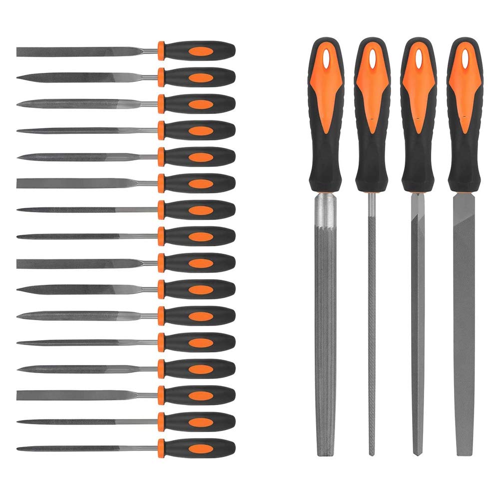 Set Di Lime 21 Pezzi in Acciaio Al Carbonio, Lima Per Sbavatura Manuale Con Custodia, File Semicircolari, Rotonde, Triangolari Per Applicazioni in Legno, Metallo, Modello E Hobby