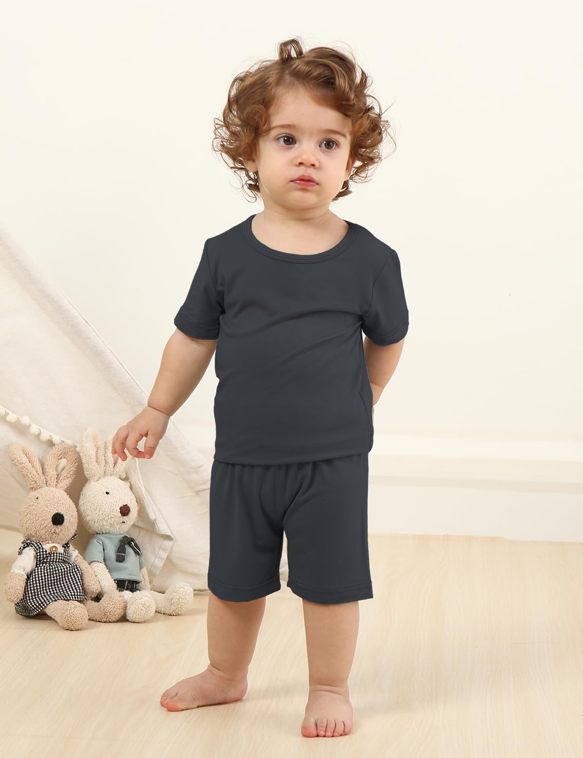 Jimonda Baby Boys Girls Pajama Sets Kid Soft Sleepwear Rayon From Bamboo Sleepwear Short Sleeve 4-Piece Cool Jammies 18M-12Y - Image 6